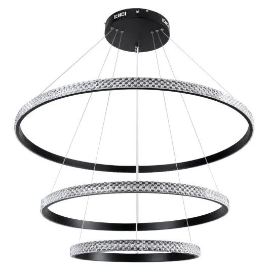 Diamond Trio Μοντέρνο Κρεμαστό Φωτιστικό με Ενσωματωμένο LED σε Μαύρο Χρώμα - 61138-DECO