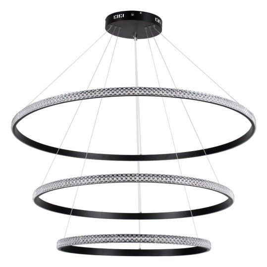 Diamond Trio Μοντέρνο Κρεμαστό Φωτιστικό με Ενσωματωμένο LED σε Μαύρο Χρώμα - 61140