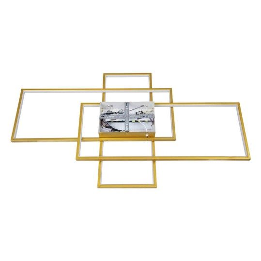 Quadra Μοντέρνα Μεταλλική Πλαφονιέρα Οροφής με Ενσωματωμένο LED σε Χρυσό χρώμα 105cm - 61390