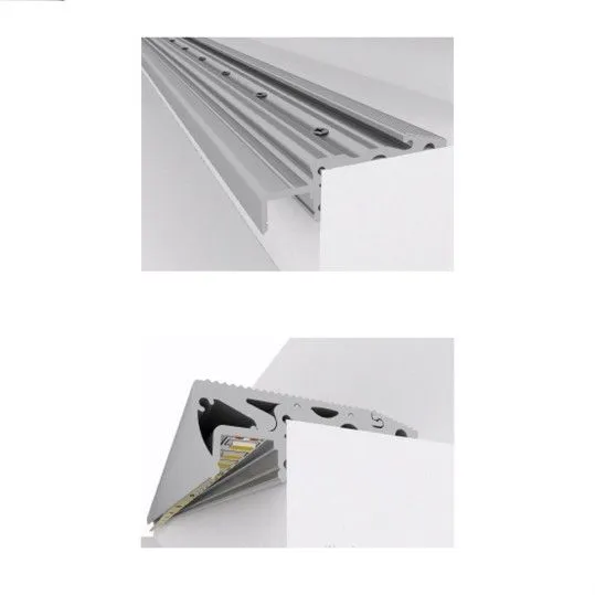 Προφίλ Αλουμινίου Για Σκαλοπάτια Με Λευκό Κάλυμμα Για 1 Ταινία LED Πατητό 1m