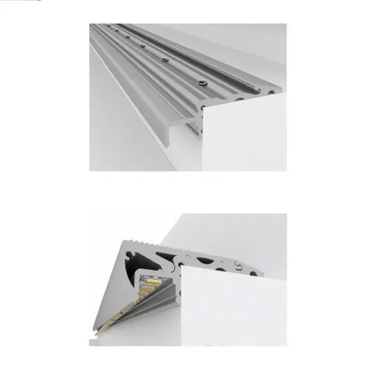 Προφίλ Αλουμινίου Για Σκαλοπάτια Με Λευκό Κάλυμμα Για 1 Ταινία LED Πατητό Μήκους 3 Μέτρων