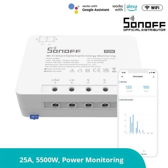 Sonoff Smart High Power Switch Wi-Fi 25A/5500W - POWR3