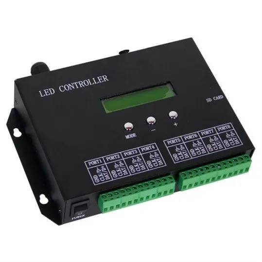 LED Digital RGB Controller DMX512 - T8000PRO H803SA 8000 IC με Κάρτα SD 5v - 12v - 24v