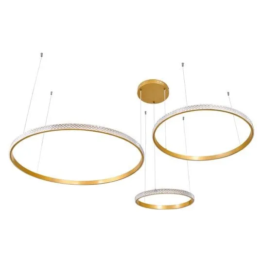 Diamond Trio Μοντέρνο Κρεμαστό Φωτιστικό με Ενσωματωμένο LED σε Χρυσό Χρώμα - 61145