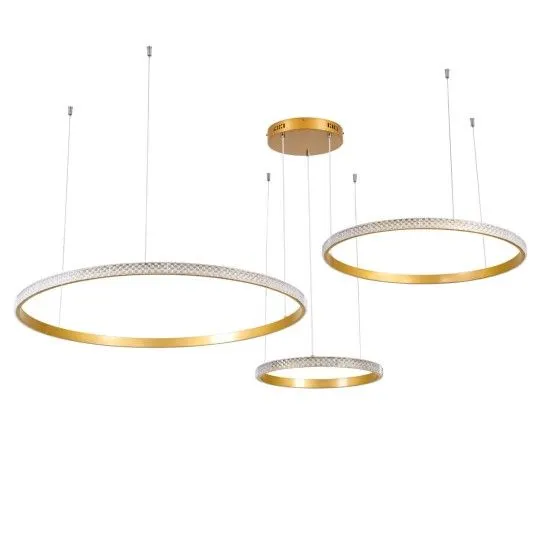 Diamond Trio Μοντέρνο Κρεμαστό Φωτιστικό με Ενσωματωμένο LED σε Χρυσό Χρώμα - 61145